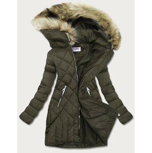 Prešívaná dámska zimná bunda v khaki farbe (LF808) khaki XXL (44)