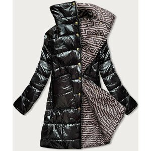 Čierna lesklá dámska zimná bunda so stojačikom (649ART) černá jedna velikost