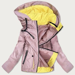 Ružová dámska asymetrická bunda (0955 #) Růžová XL (42)