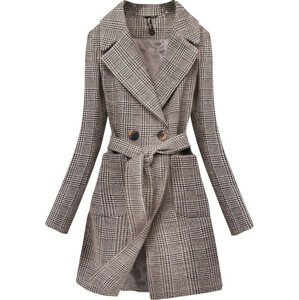 Klasický hnedý károvaný kabát (X2701-1X) hnedá XL (42)