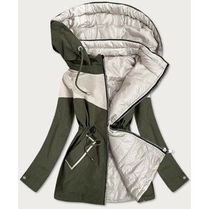 Khaki-béžová dámska obojstranná bunda (BH2010) béžová S (36)