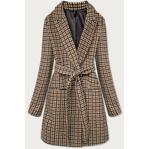 Klasický hnedý kabát s pásikom (2720) hnedá XL (42)