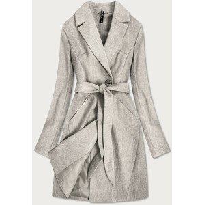 Béžový, nadrobno károvaný dámsky kabát (2706) farba: béžová, veľkosť: XL (42)
