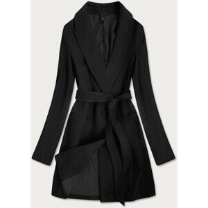 Klasický čierny dámsky kabát s prídavkom vlny (2715) čierna XXL (44)