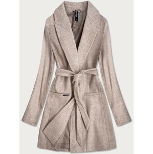 Klasický béžový dámsky kabát s prídavkom vlny (2715) Béžová XL (42)