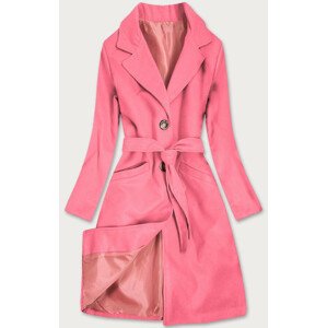 Klasický ružový dámsky kabát s pásikom (22800) ružová L (40)