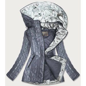 Šedá dámska bunda s ozdobnými vsadkami (MM50) stříbro XXL (44)