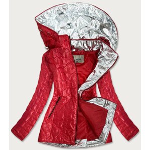 Červená dámska bunda s ozdobnými vsadkami (MM50) farba: červená, veľkosť: 48