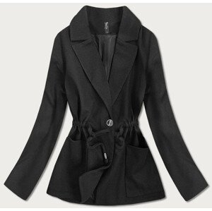 Krátky čierny voľný dámsky kabát (2727) černá XL (42)