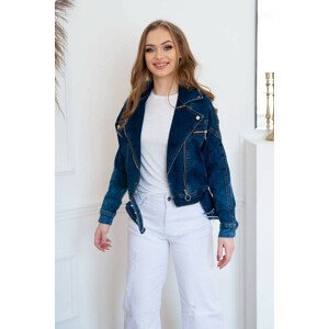Tmavo modrá dámska oversize džínsová bunda (5679K) farba: modrá, veľkosť: XL (42)