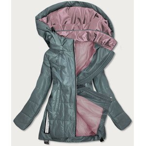 Dámska bunda v khaki farbe s farebnou kapucňou (7722) khaki 50