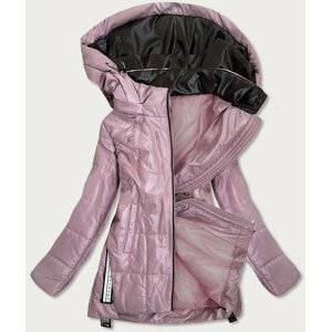 Ružová dámska bunda s farebnou kapucňou (7722) farba: ružová, veľkosť: 52