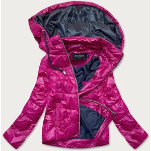 Ružovo-modrá dámska bunda s farebnou kapucňou (BH2005) ružová M (38)