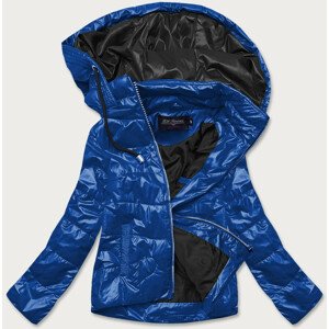 Modro-čierna dámska bunda s farebnou kapucňou (BH2005) odcienie niebieskiego L (40)