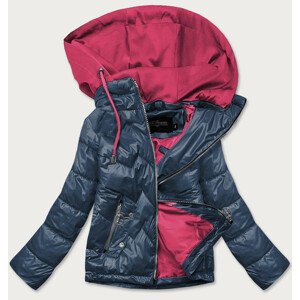 Modro / ružová dámska bunda s kapucňou (BH2003) Růžová L (40)