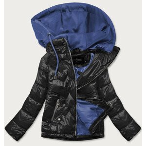 Čierno / modrá dámska bunda s kapucňou (BH2003BIG) modrá 54