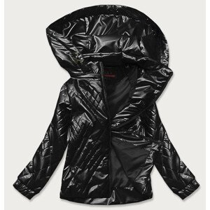 Čierna dámska lesklá bunda (2021-02) odcienie czerni L (40)