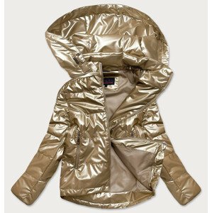 Zlatá dámska lesklá bunda oversize (2021-06BIG) farba: zlato, veľkosť: 52