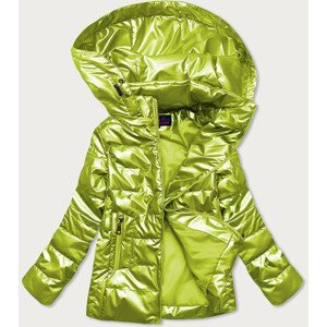 Lesklá limetková prešívaná dámska bunda (2021-04BIG) farba: zelená, veľkosť: 46