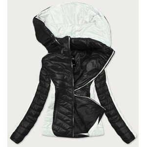 Dvojfarebná čierna / ecru dámska bunda s kapucňou (6318) odcienie czerni XL (42)