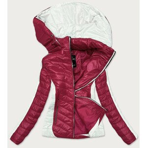 Dvojfarebná červeno / ecru dámska bunda s kapucňou (6318) odcienie czerwieni XL (42)