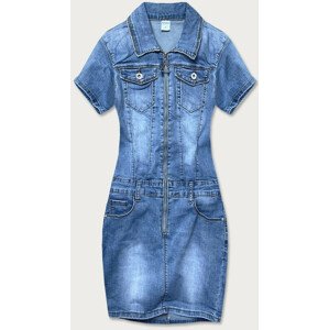 Svetlomodré vypasované džínsové šaty (GD6607) modrá S (36)