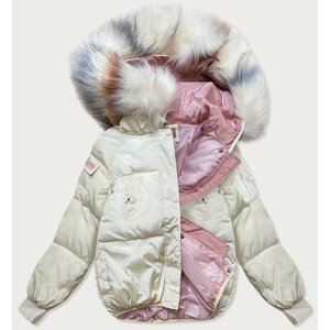 Ružovo-okrová dámska zimná bunda oversize (729ART) ecru XXL (44)