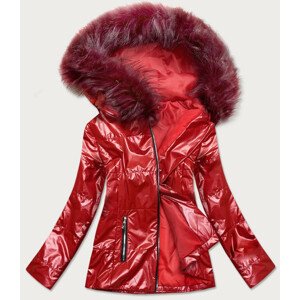Červená dámska zimná bunda metalická (721ART) farba: červená, veľkosť: XXL (44)