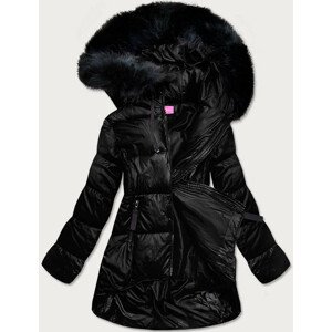 Čierna dámska zimná bunda asymetrická (8953-A) čierna L (40)