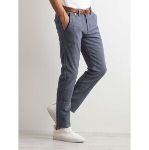 Pánske nohavice s jemným vzorom H8010 - FPrice farba: tmavo modrá, veľkosť: 34