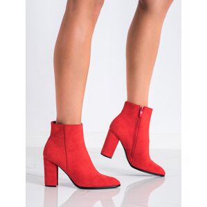 Luxusné dámske červené členkové topánky na širokom podpätku 36