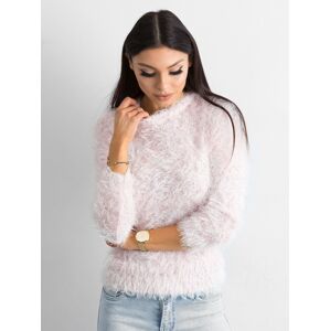 Dámsky nadýchaný sveter s flitrami svetlo ružový L
