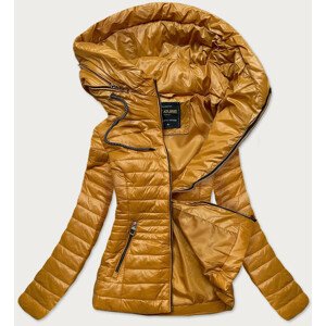 Prešívaná bunda v horčicovej farbe s kapucňou (6366) farba: žltá, veľkosť: L (40)