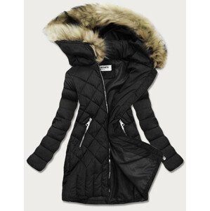 Čierna prešívaná dámska zimná bunda (LF808) černá L (40)