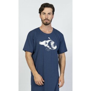 Pánska nočná košeľa s krátkym rukávom Angler fish tmavě modrá M