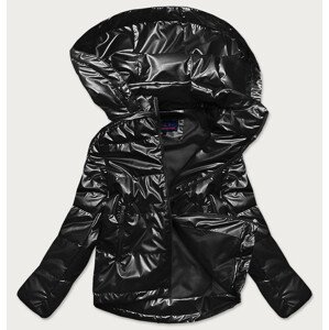 Čierna dámska lesklá bunda oversize (2021-06BIG) černá 50