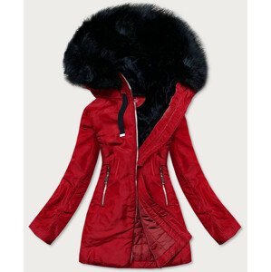 Dámska zimná bunda v bordovej farbe s kapucňou (8951-B) červená S (36)