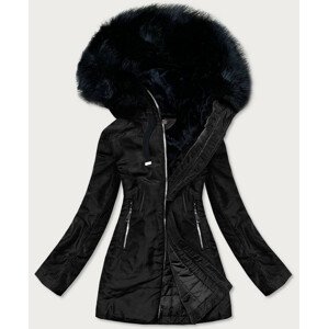 Čierna dámska zimná bunda s kapucňou (8951-A) čierna XXL (44)