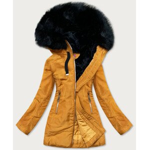 Žltá dámska zimná bunda s kapucňou (8951-C) Žlutá S (36)