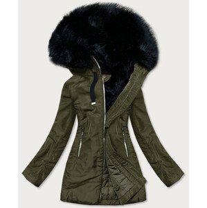 Dámska zimná bunda v khaki farbe s kapucňou (8951-G) khaki M (38)