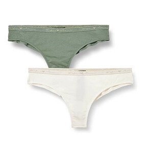 Dámske brazílske nohavičky 2 pack 163337 1A223 - 75910 - zelená/biela - Emporio Armani Zelená a Biela S