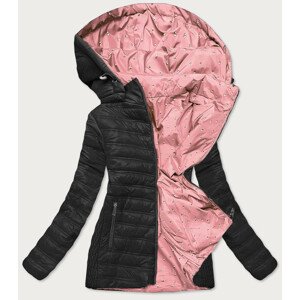 Čierno-ružová obojstranná prešívaná dámska bunda (RQW6308) ružová 50