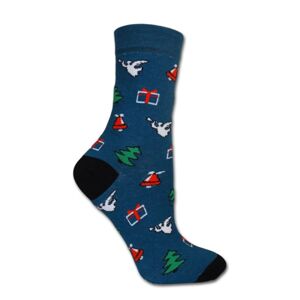 Dámske vianočné ponožky tmavo modrá 35-37