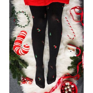 Hrubšie dámske vzorované pančuchové nohavice CHRISTMAS TIGHTS nero 2