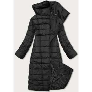Dlhá čierna dámska zimná bunda s golierom (MY017) černá XL (42)