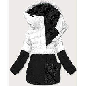 Bielo-čierna dámska zimná páperová bunda (B2379) biela S (36)