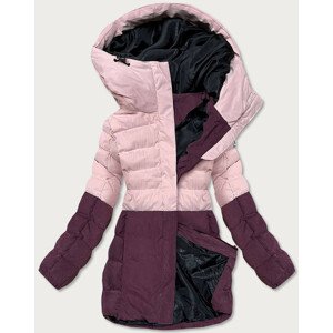 Ružová dámska zimná páperová bunda (B2379) Růžová L (40)