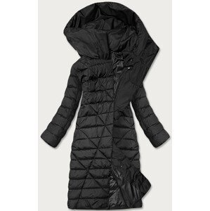 Dlhá čierna dámska zimná bunda s kapucňou (MY043) čierna 56