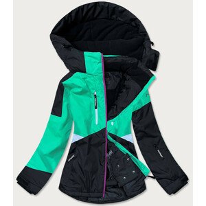 Zeleno-čierna dámska zimná bunda so snehovým pásom (B2392) Zelená L (40)