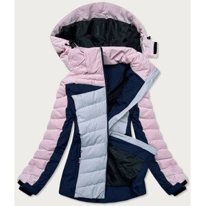 Ružovo-šedá dámska zimná športová bunda s kapucňou (B2378) Růžová S (36)